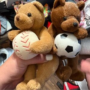 Ty Brown and Tan Bears with Sports Balls